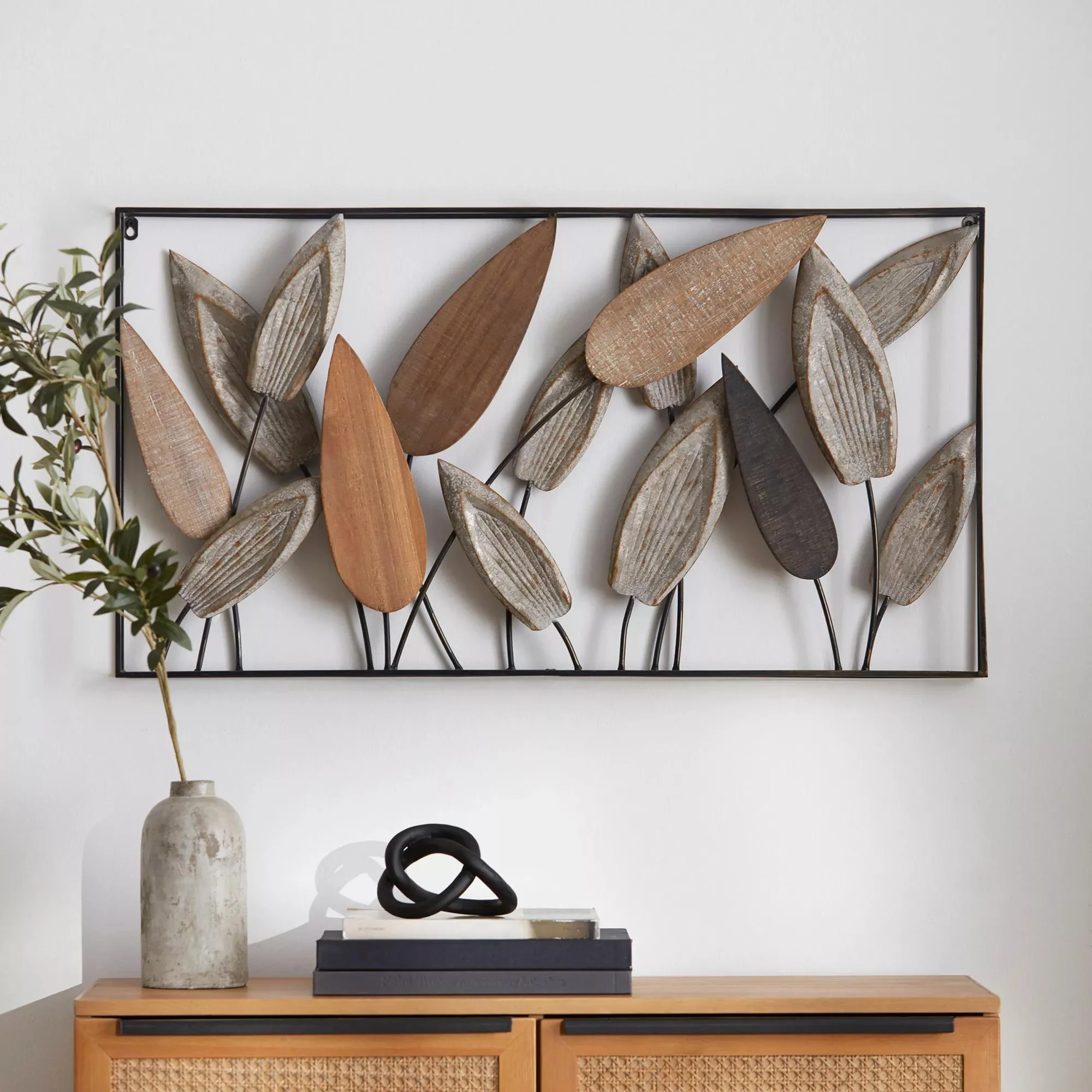 Leaf Wood & Metal Wall Art - Image 2