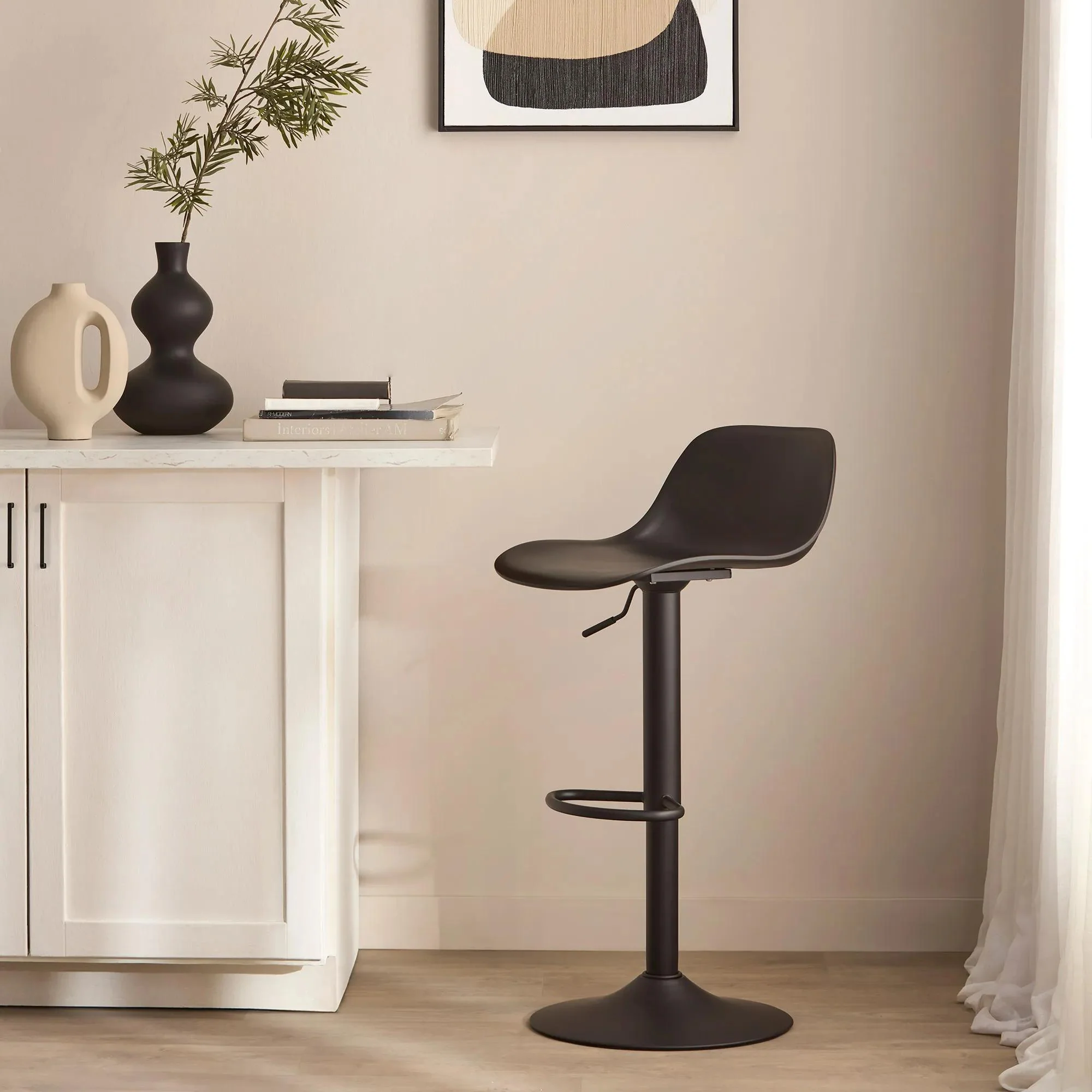 Black Metal & Plastic Bar Stool - Image 2