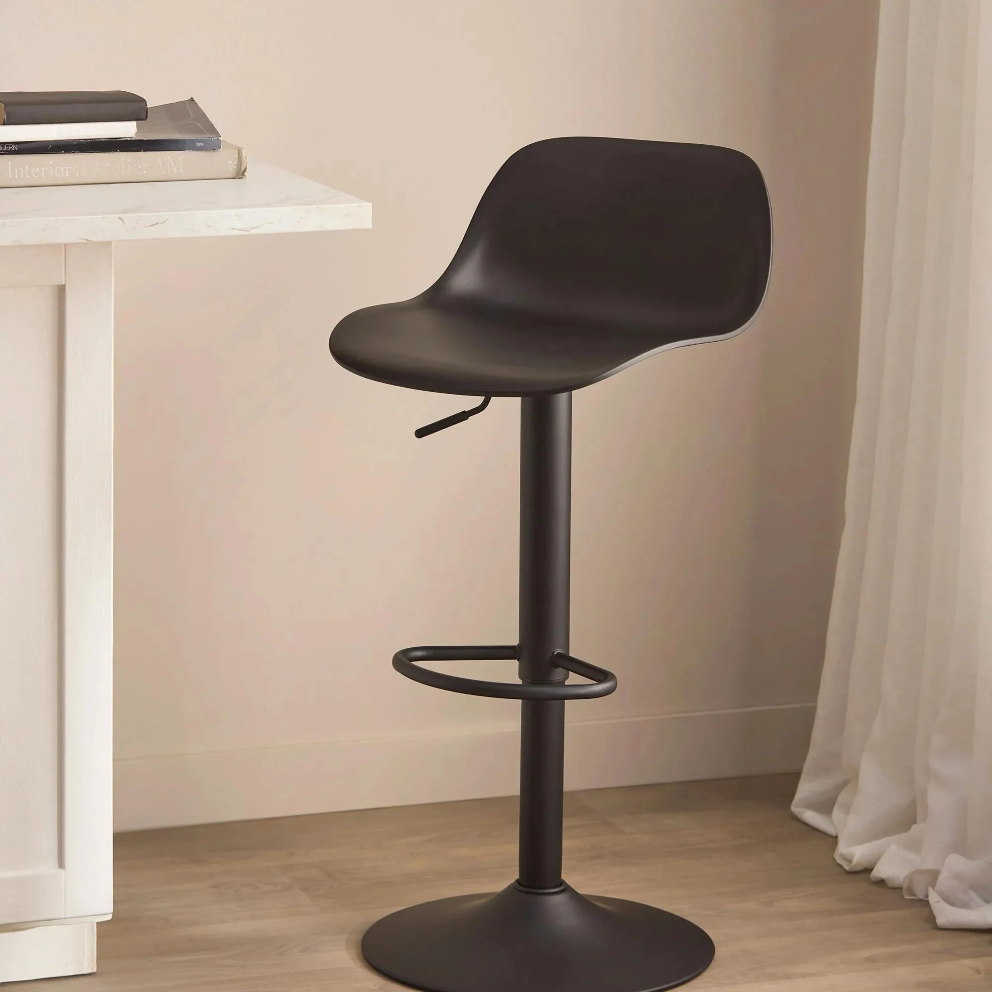 Black Metal & Plastic Bar Stool - Image 3