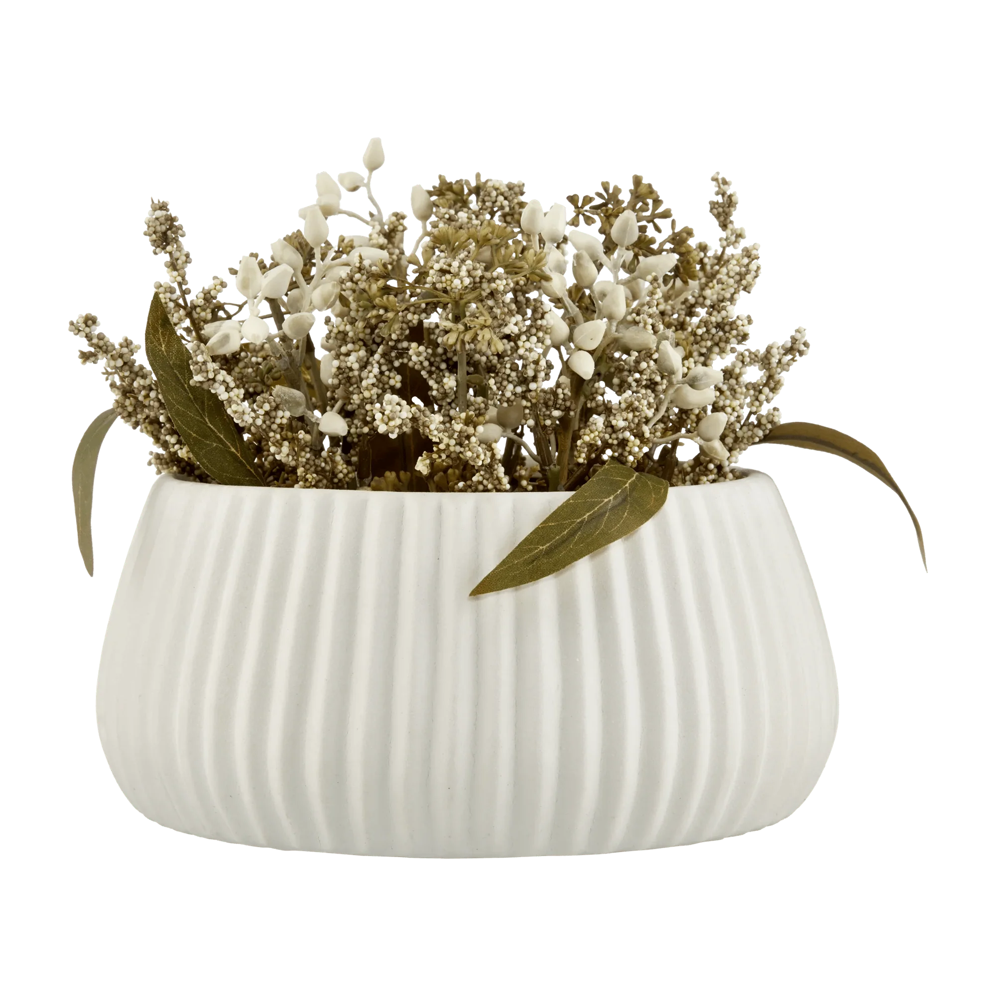 Mixed Greenery in Ribbed Pot