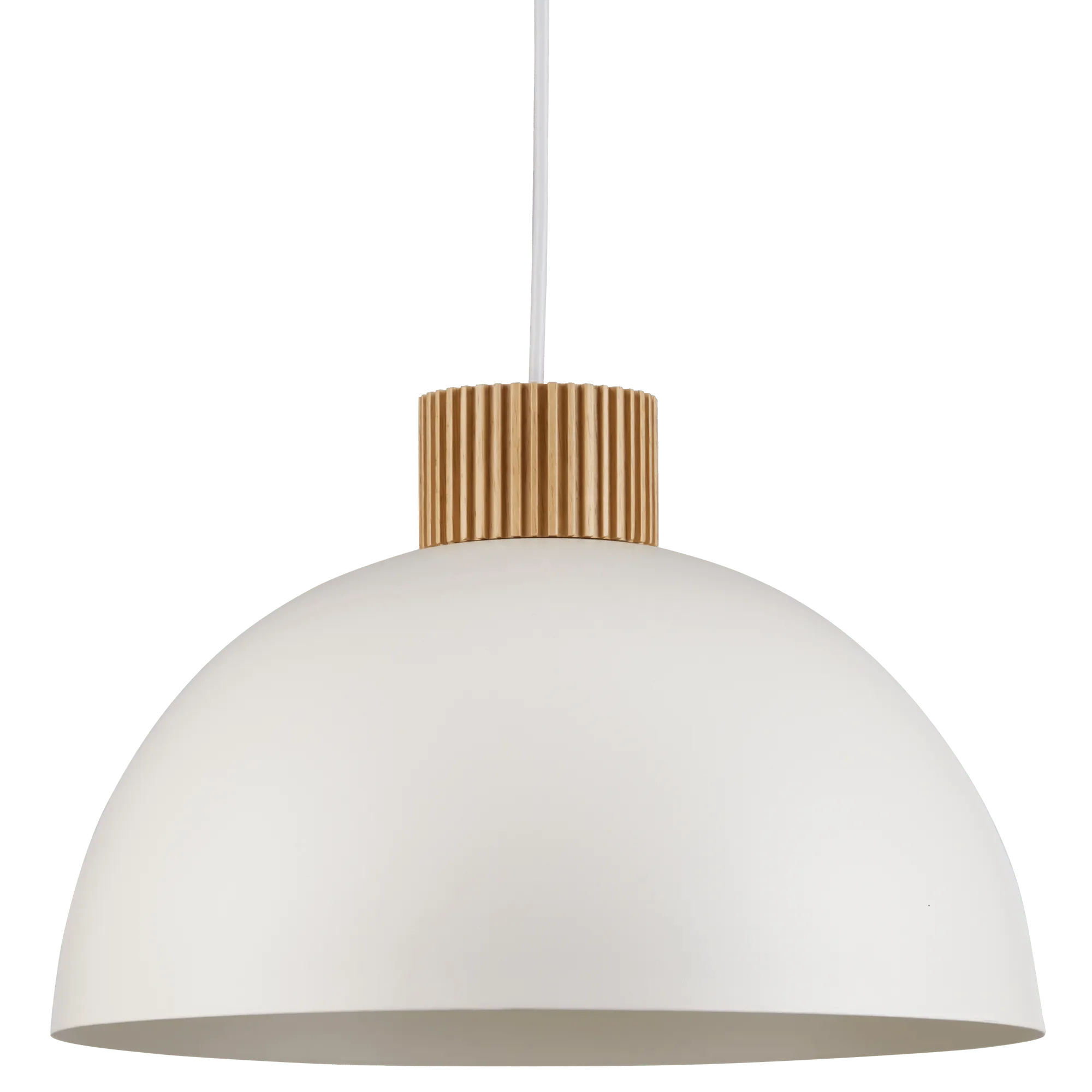 Modern white ceiling light with wooden detail