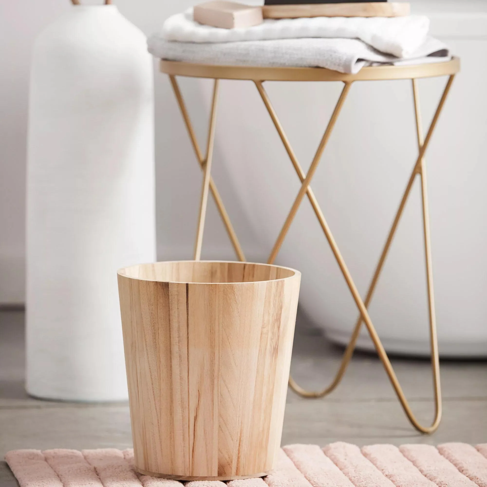 Natural Wood Waste Bin - Image 2
