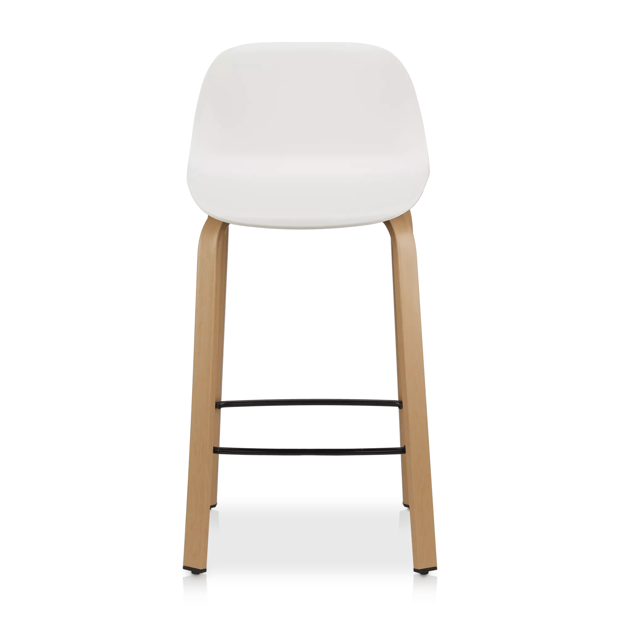 White Plastic and Wood Metal Veneer Counter Stool - Image 2