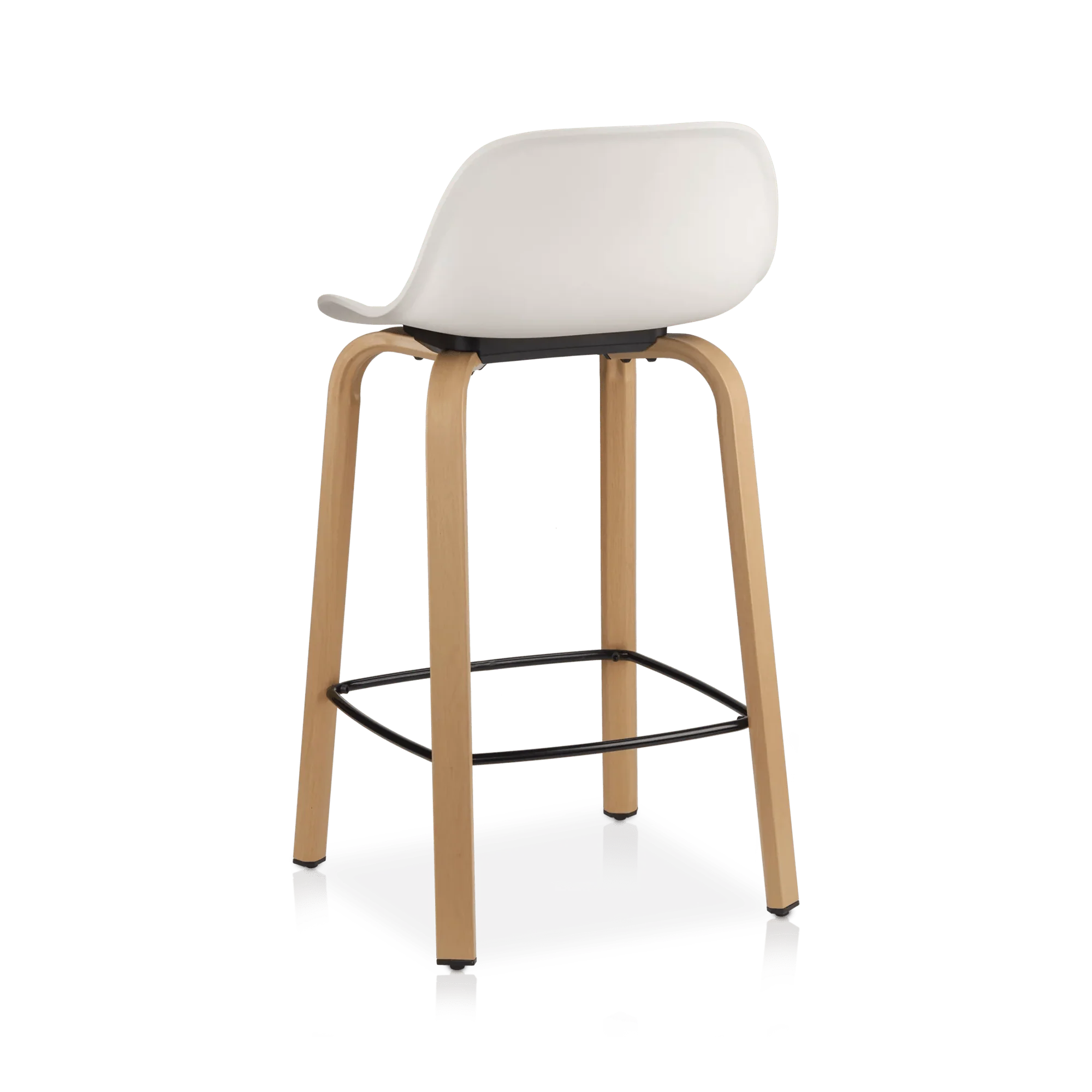 White Plastic and Wood Metal Veneer Counter Stool - Image 3