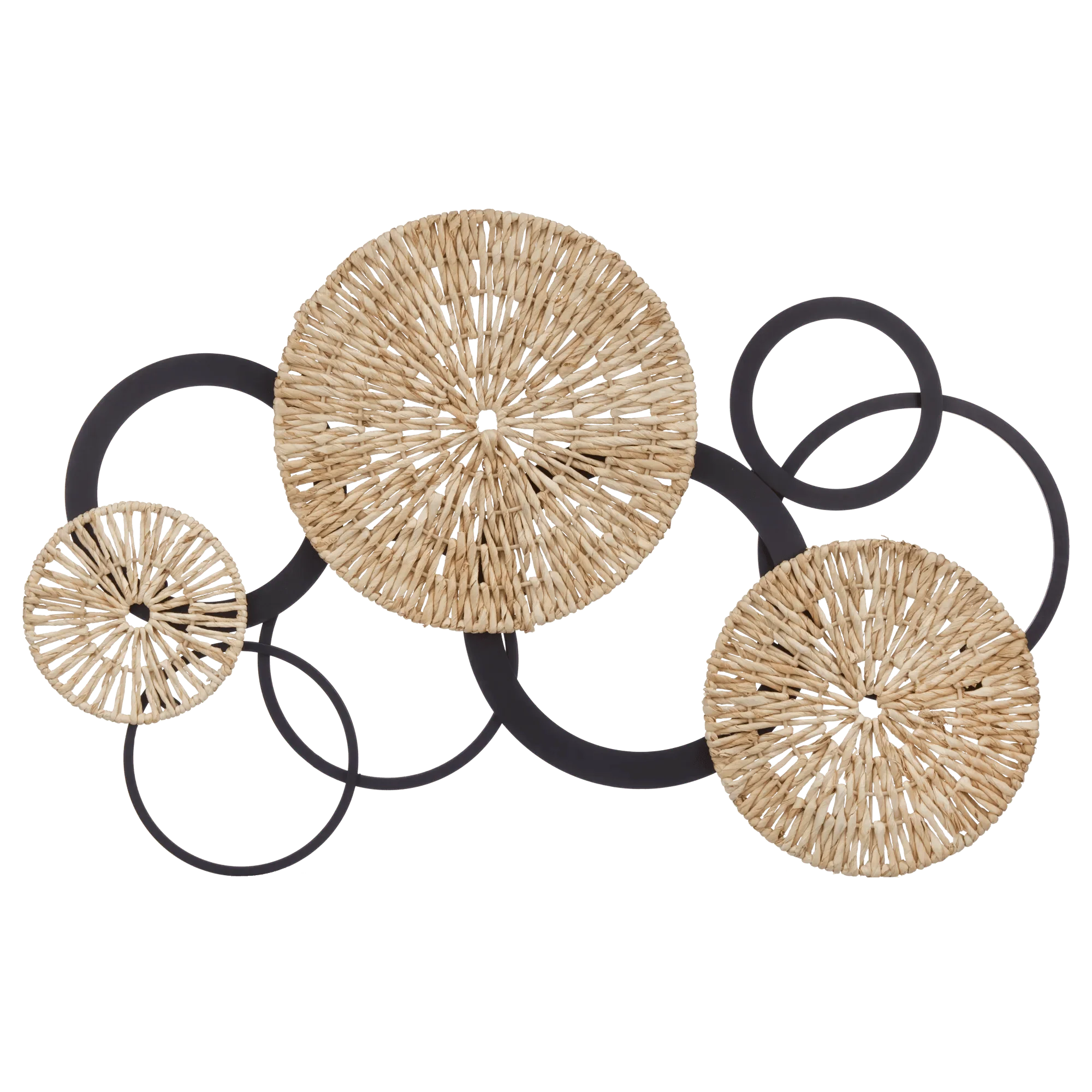 Rattan and Metal Circles Wall Art