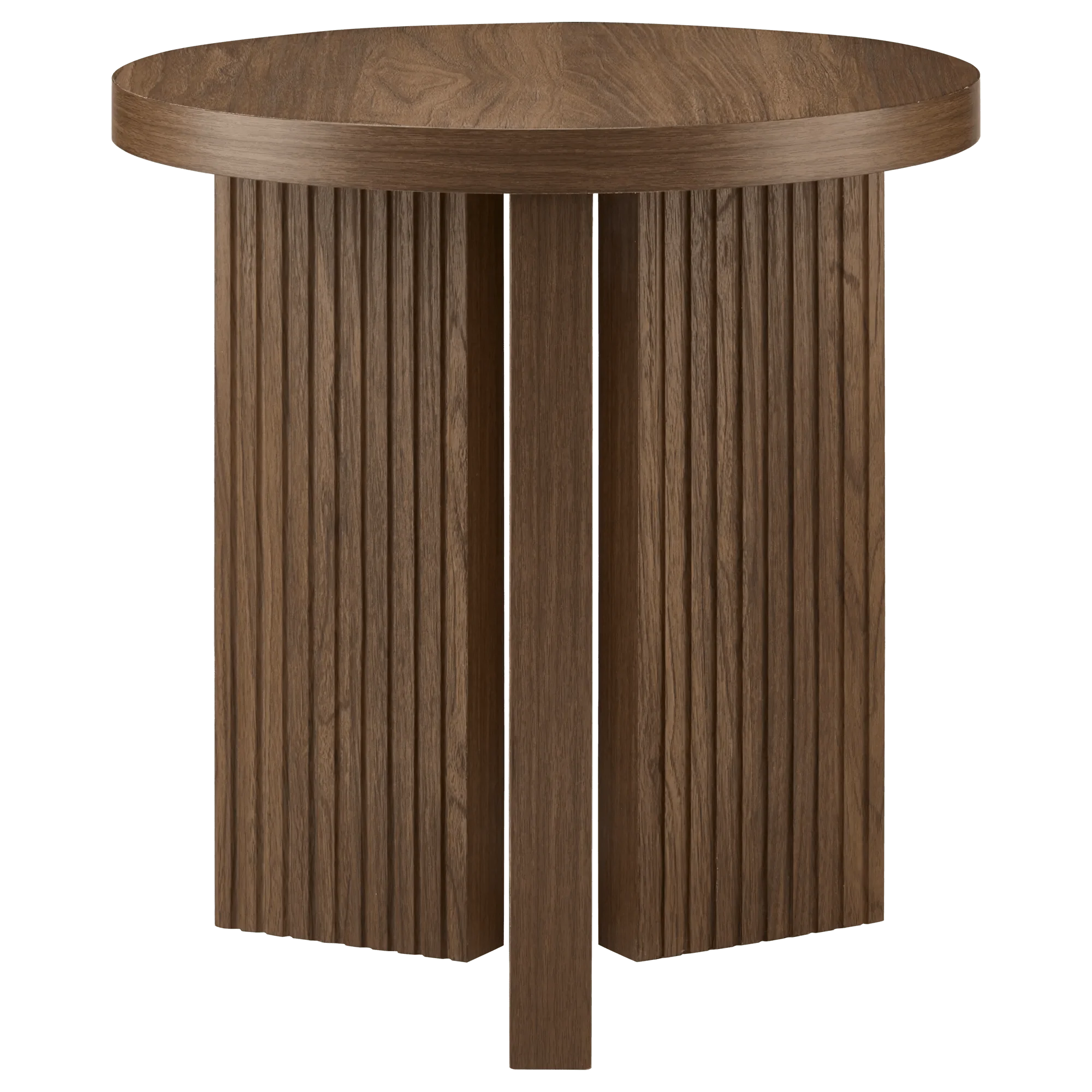 Round Ribbed Wood Accent Table