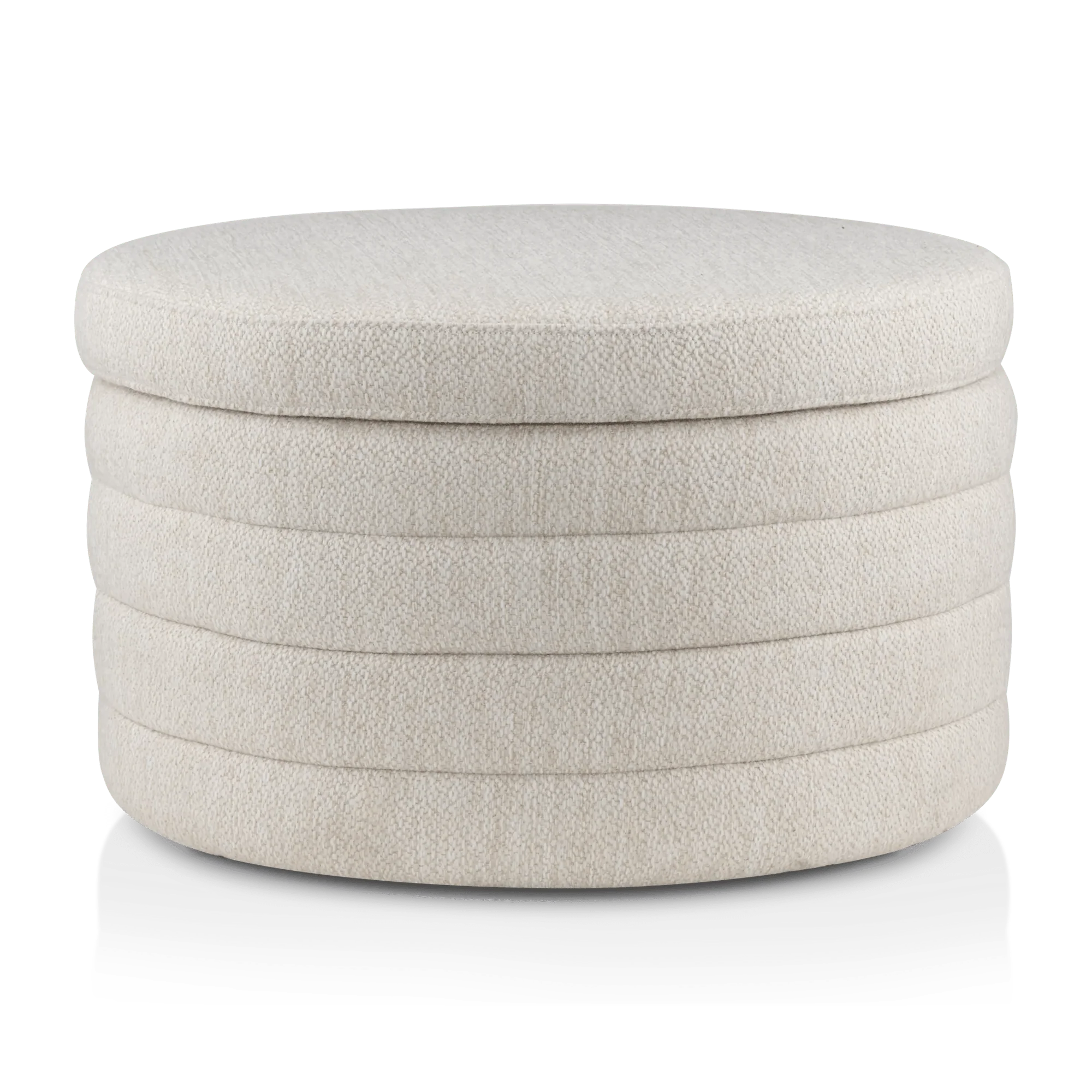 Round Storage Fabric Ottoman