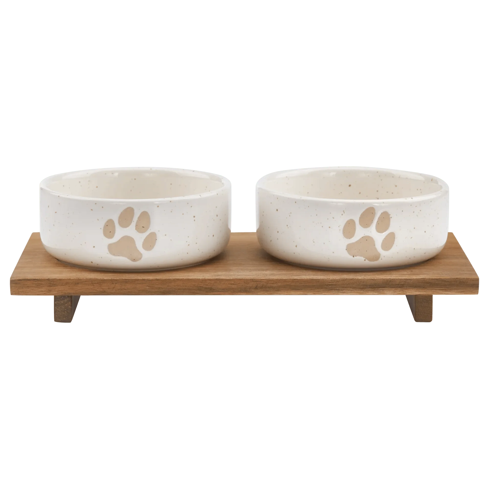 Set of 2 Pet Paw Ceramic Bowls
