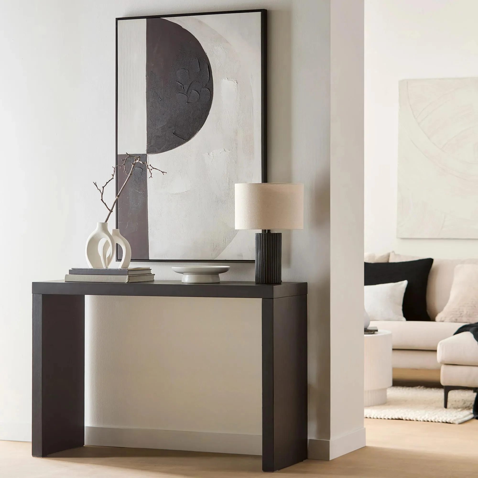 Black Wood Veneer Console Table - Image 2