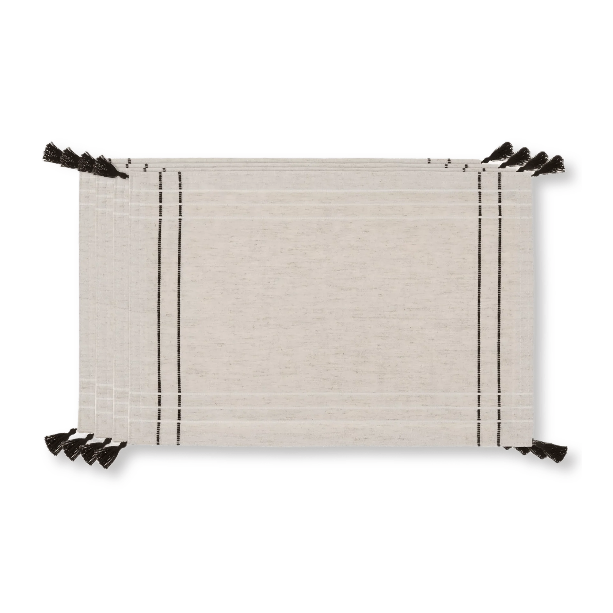 Set of 4 Fabric Placemats with Tassels