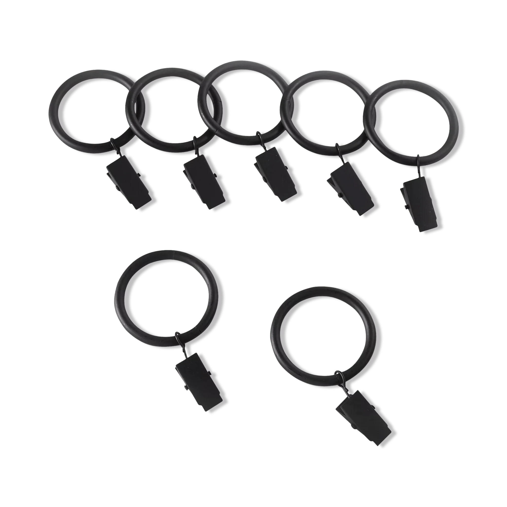 Black Set of 7 Metal Clip Rings