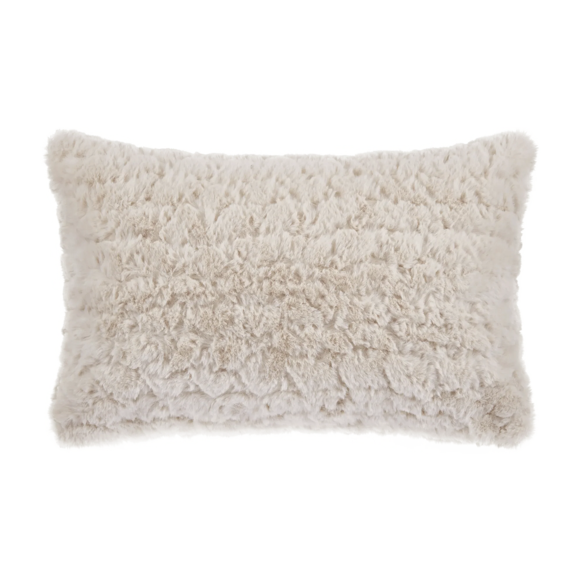 Light Beige Sheep Faux Fur Decorative Lumbar Pillow