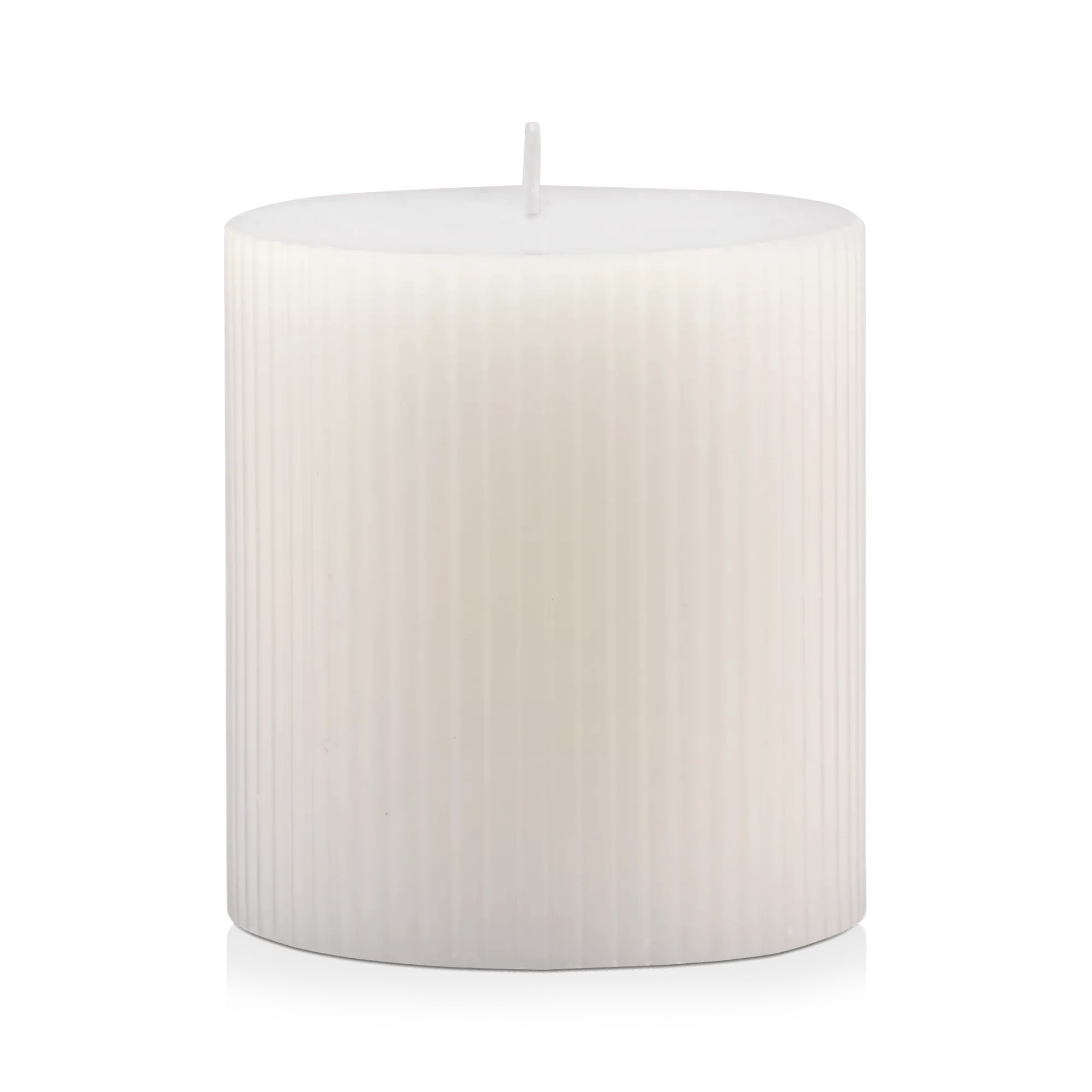 White Short Ribbed Candle