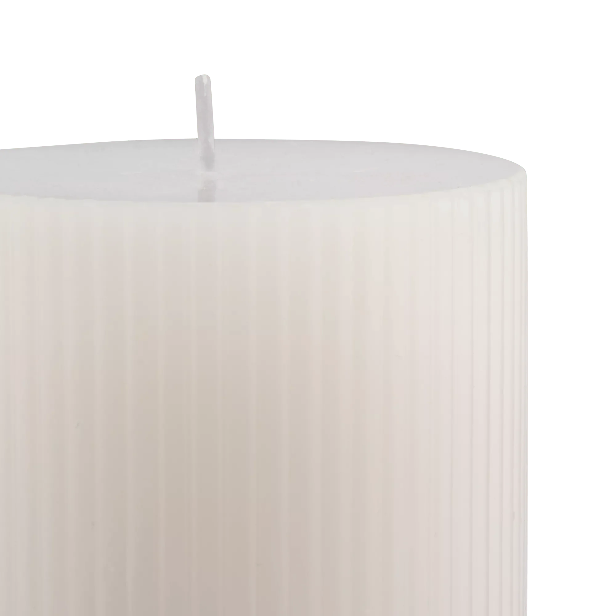 White Short Ribbed Candle - Image 2