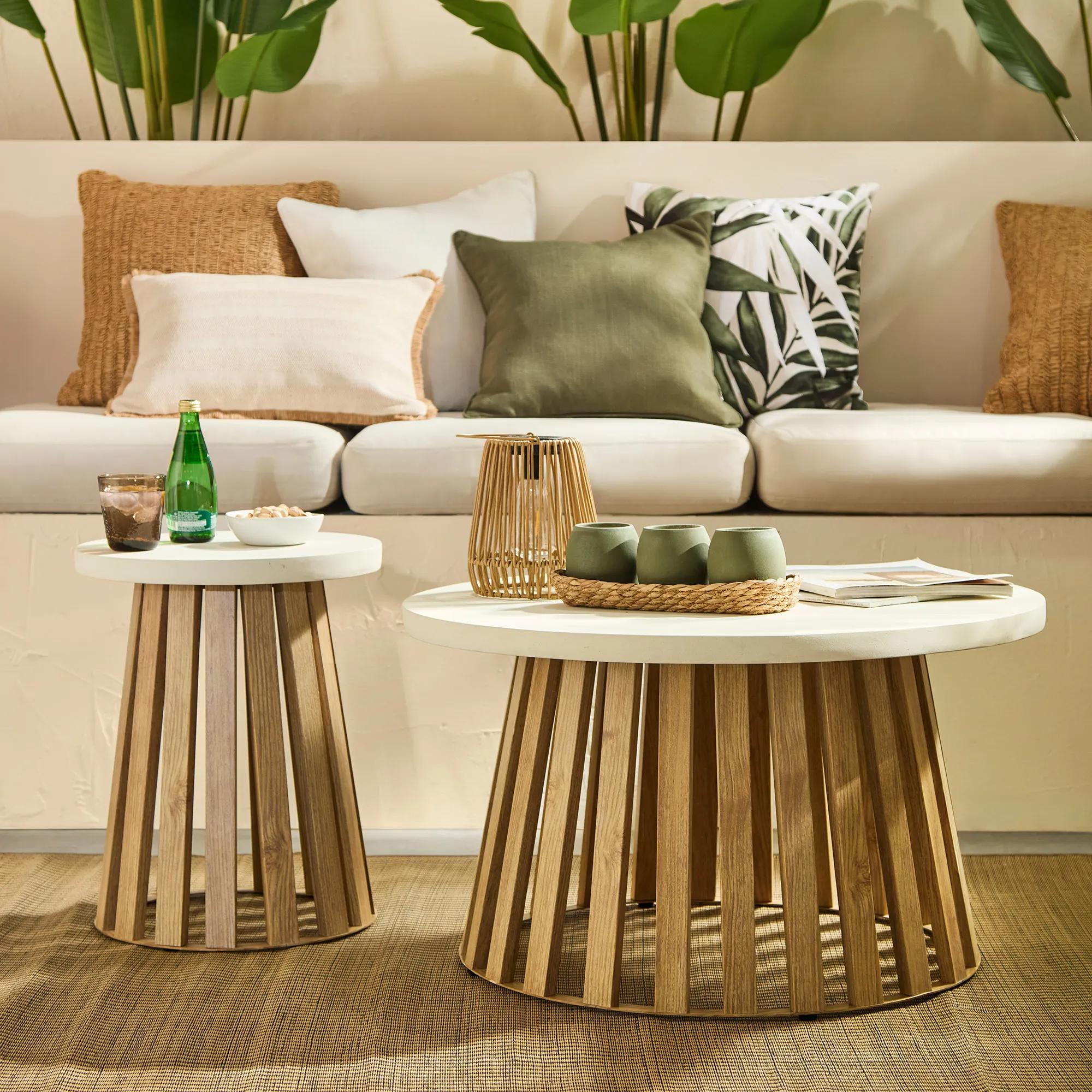 Slat Base Outdoor Side Table - Image 2