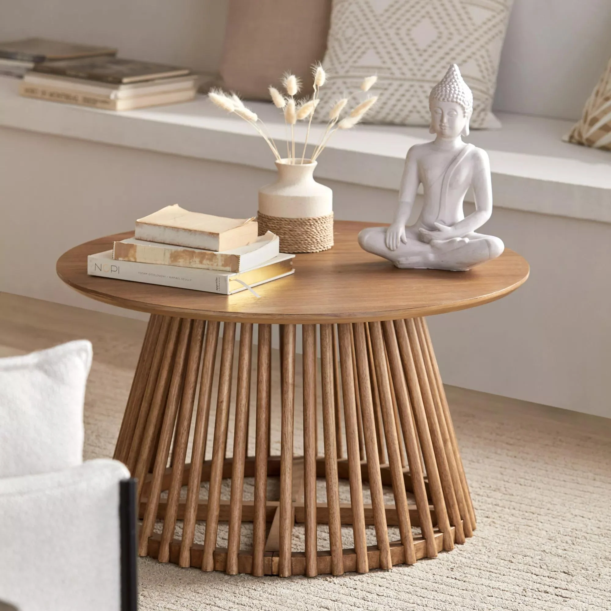 Speckled Ceramic and Rattan Vase - Image 2