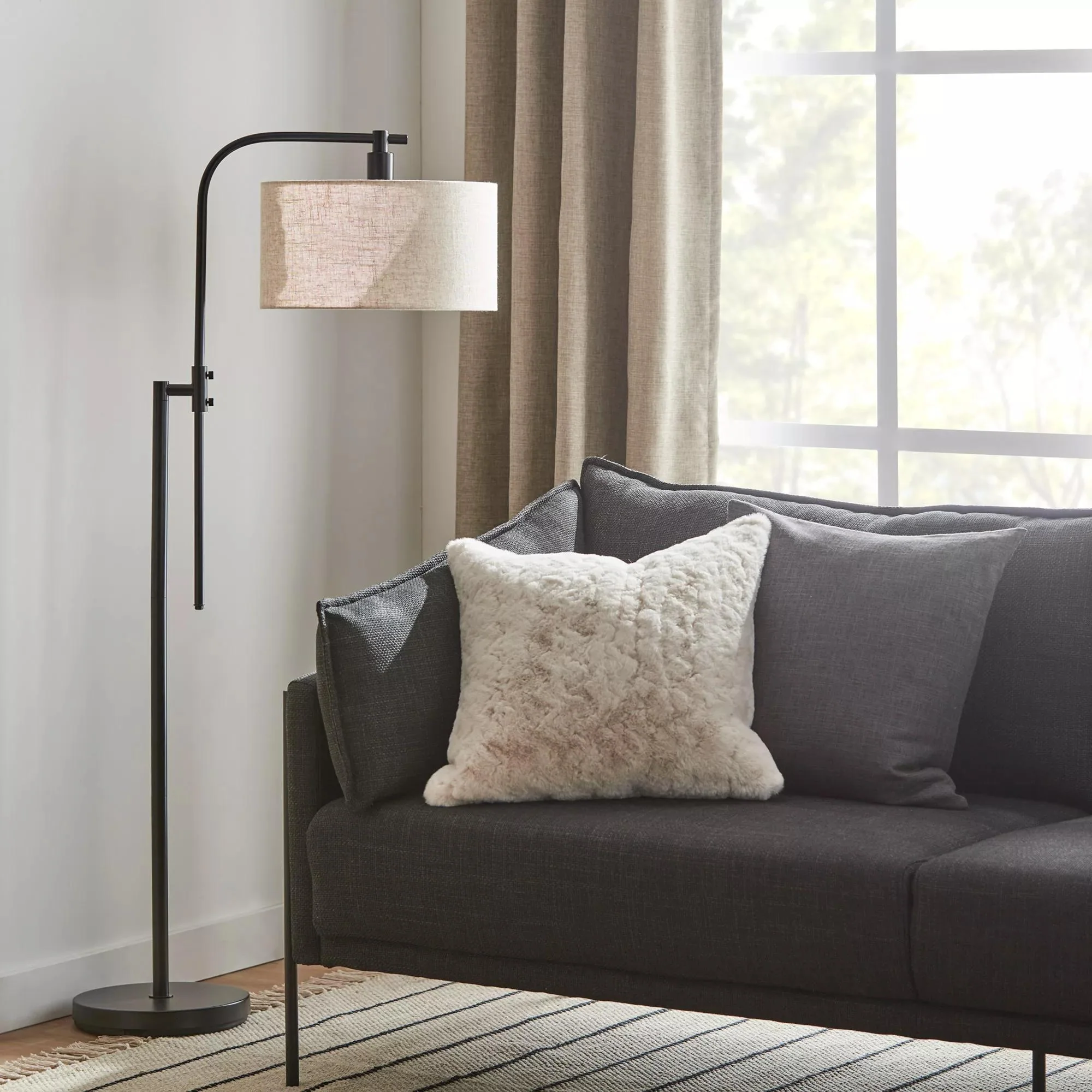 Linen Swivel Metal Floor Lamp - Image 2
