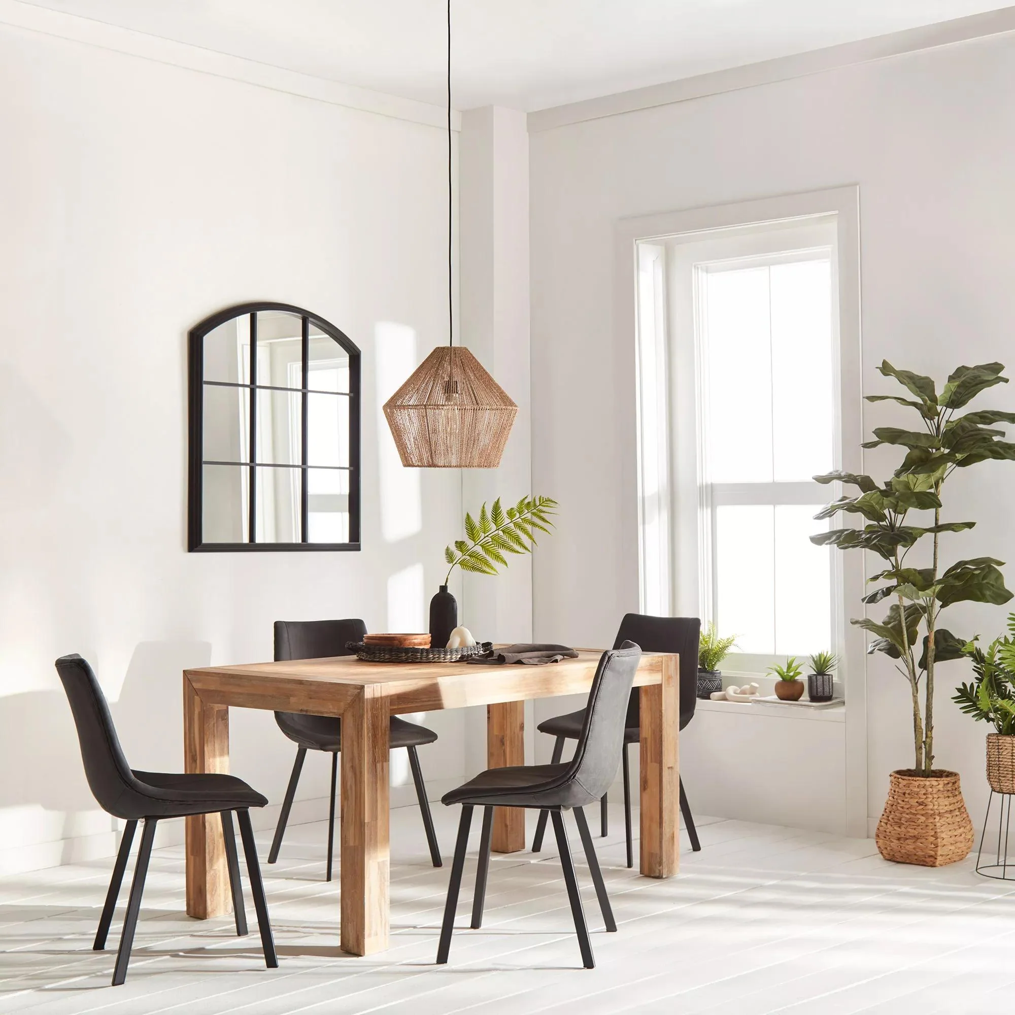 Black Textured Faux Leather and Metal Dining Chair - Image 2