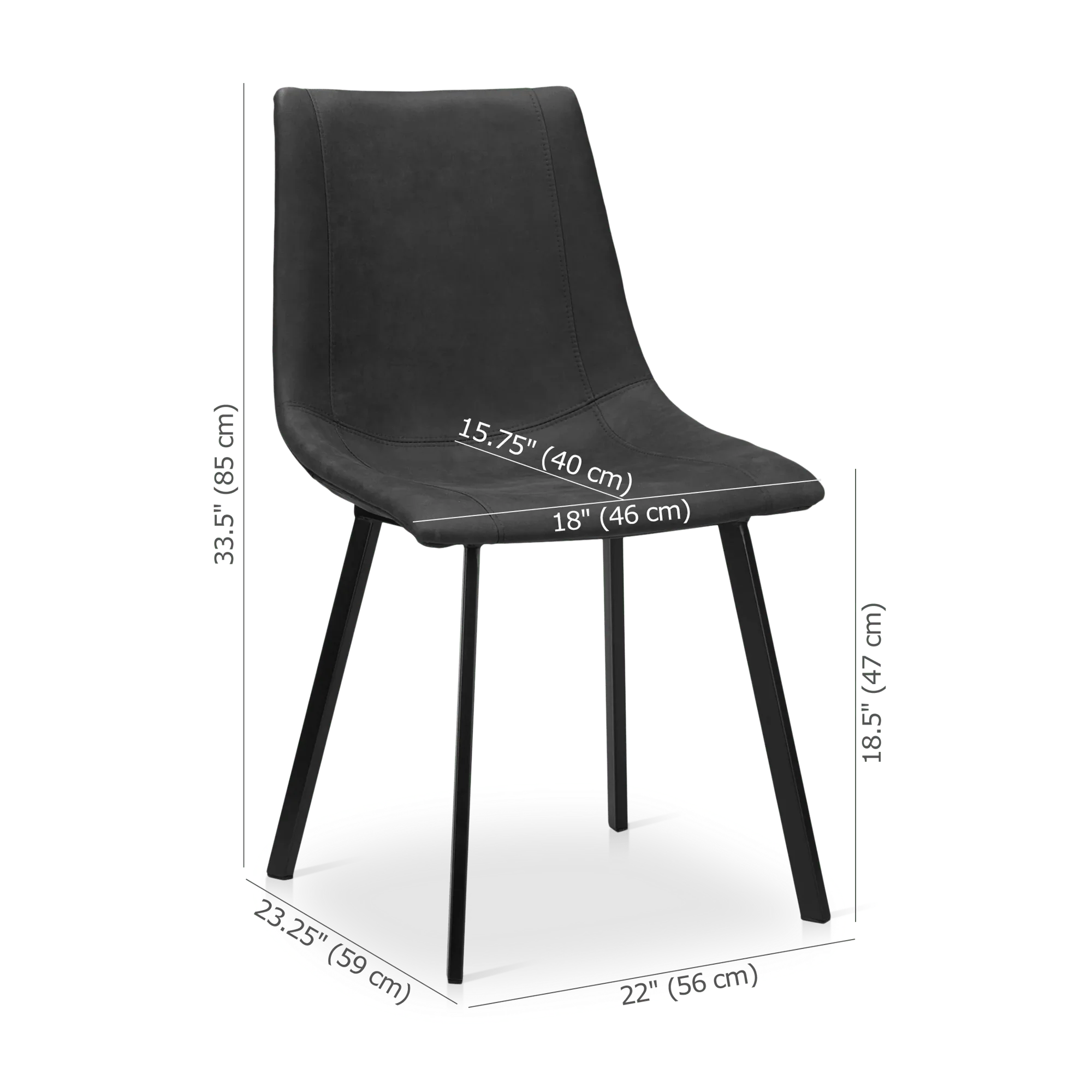 Black Textured Faux Leather and Metal Dining Chair - Image 6