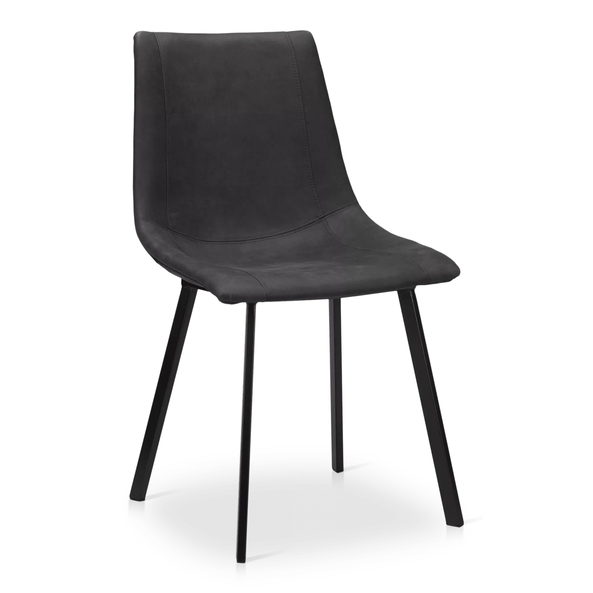 Black Textured Faux Leather and Metal Dining Chair - Image 7