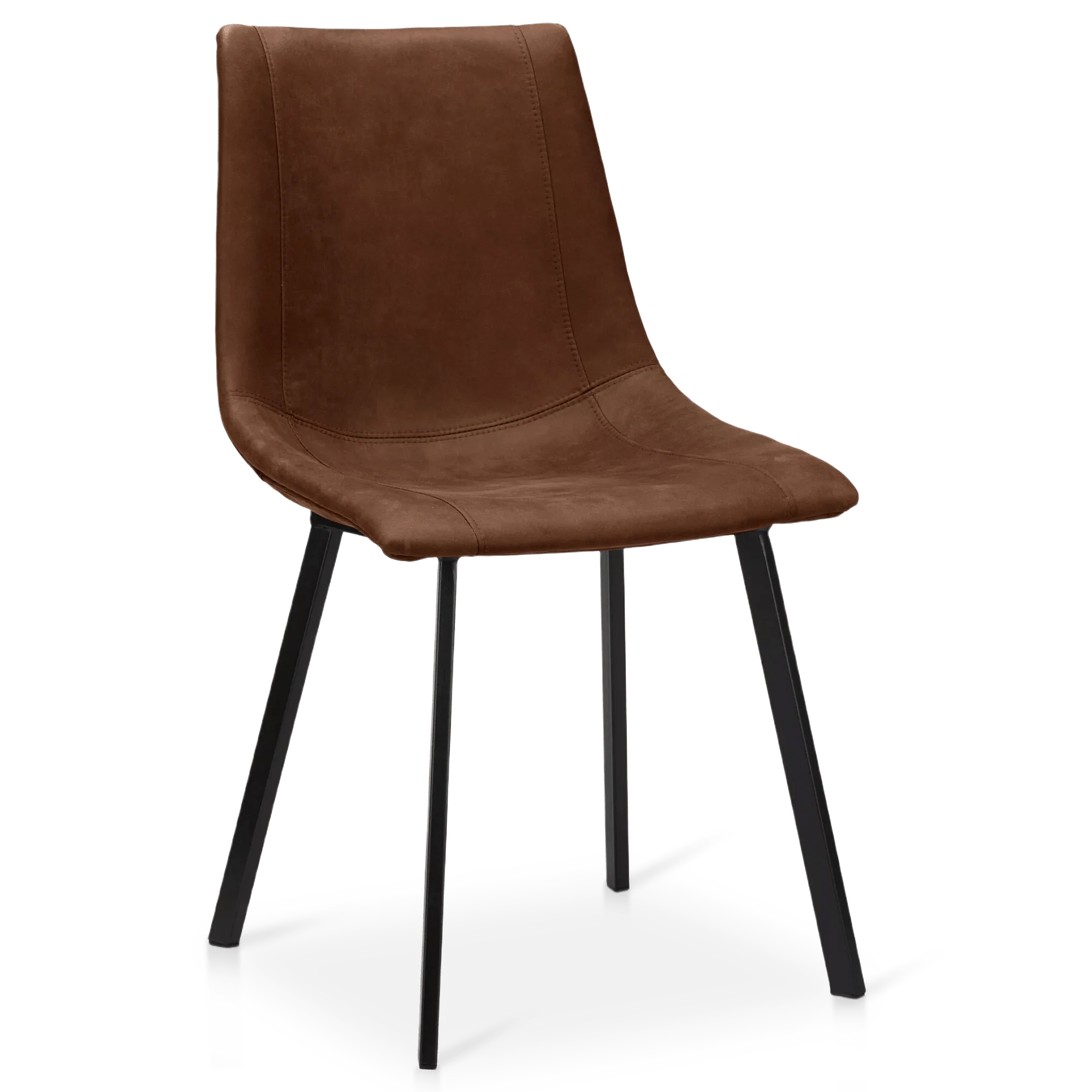 Rust Textured Faux Leather and Metal Dining Chair