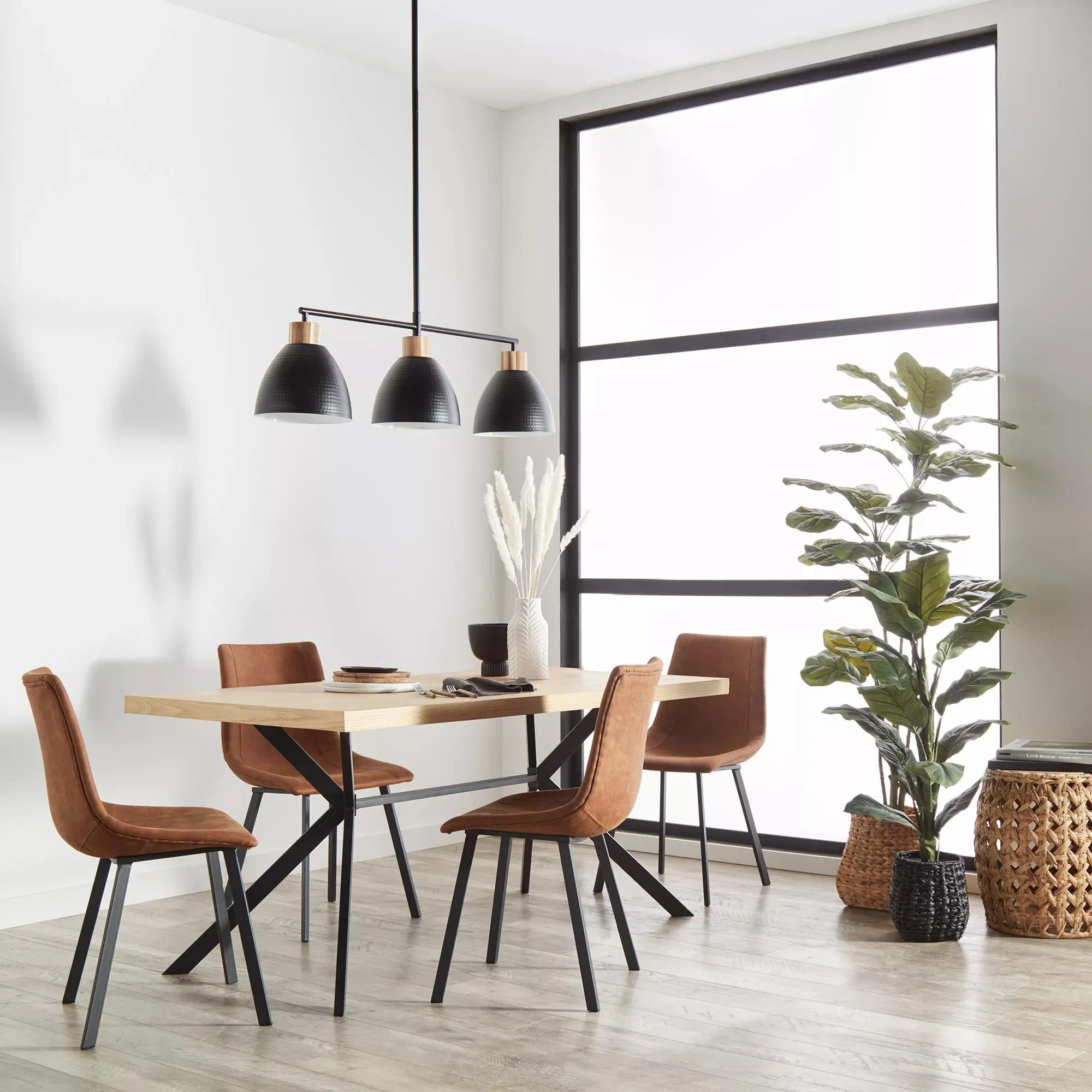 Rust Textured Faux Leather and Metal Dining Chair - Image 2