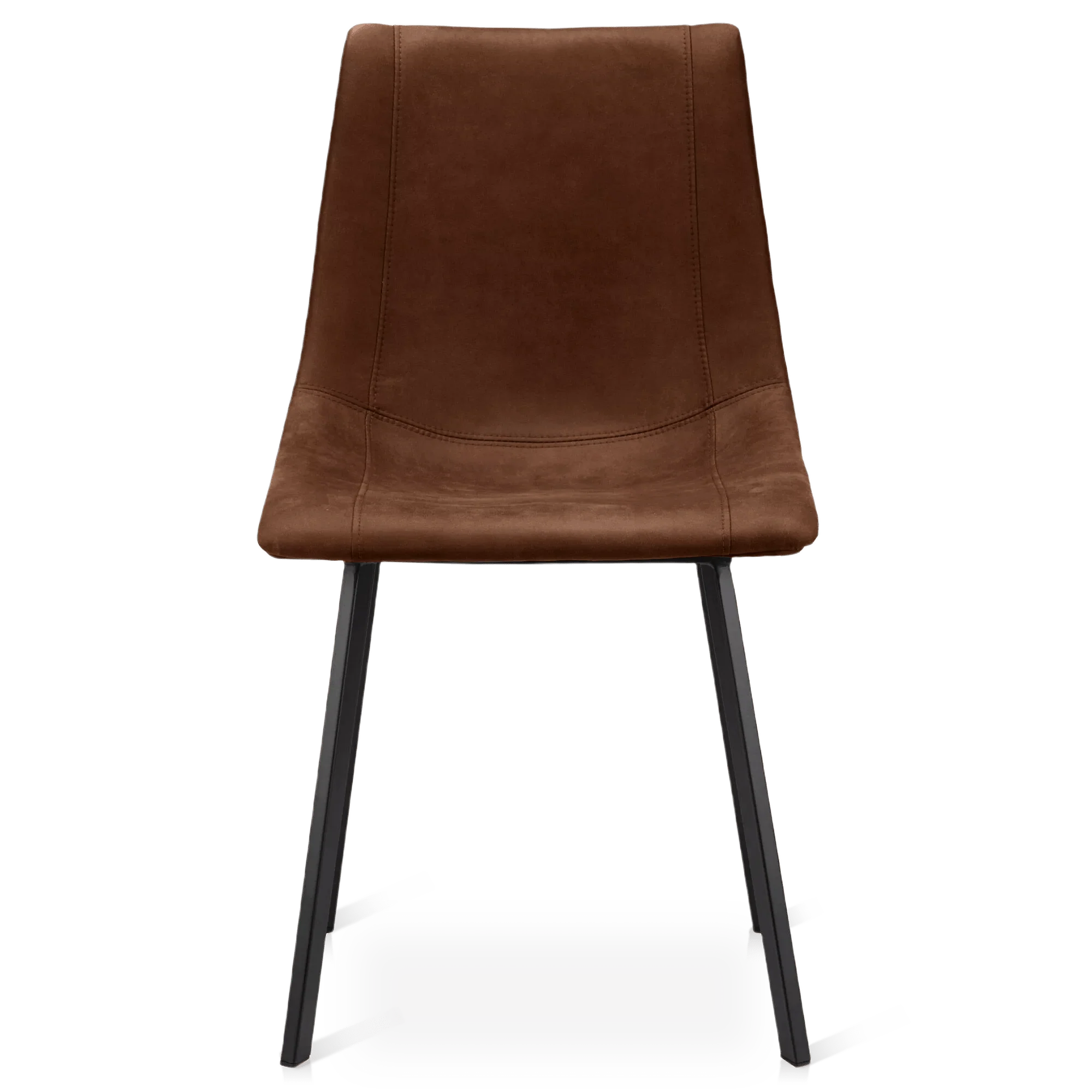Rust Textured Faux Leather and Metal Dining Chair - Image 3