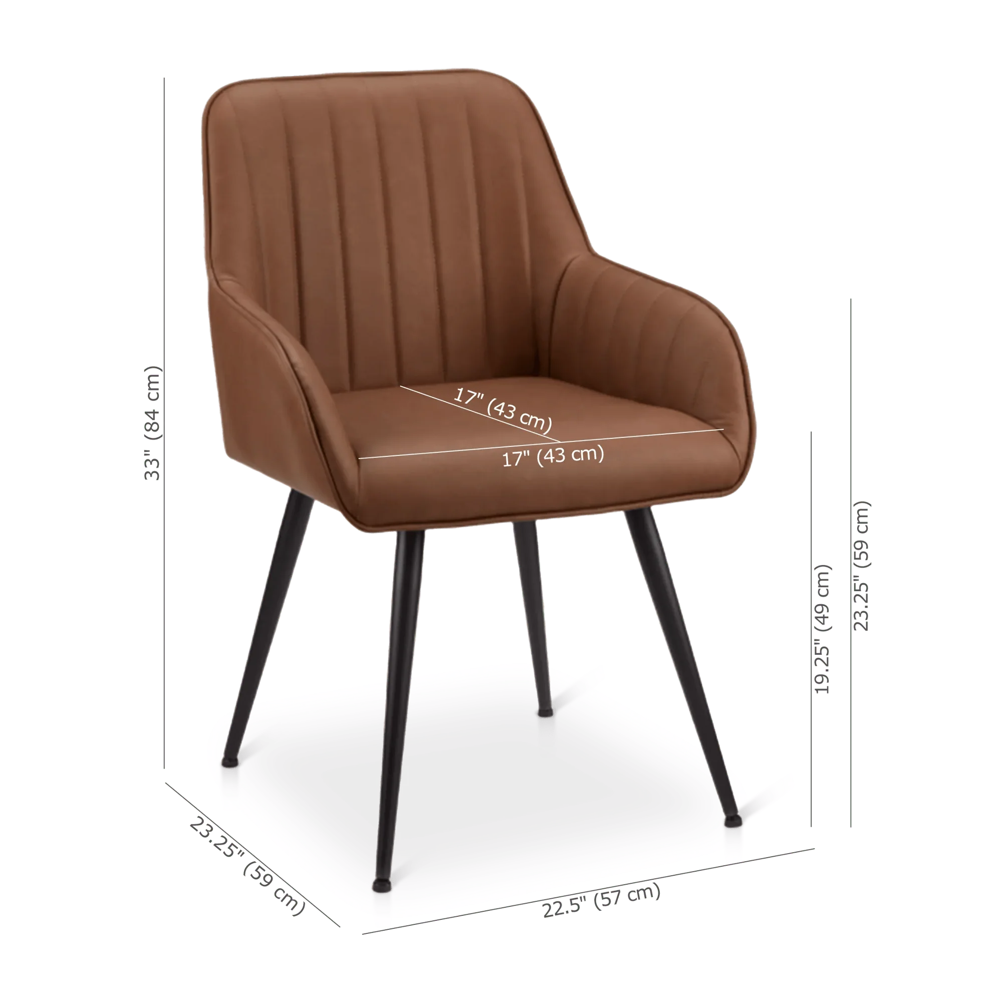 Textured Faux Leather and Metal Dining Chair - Image 5
