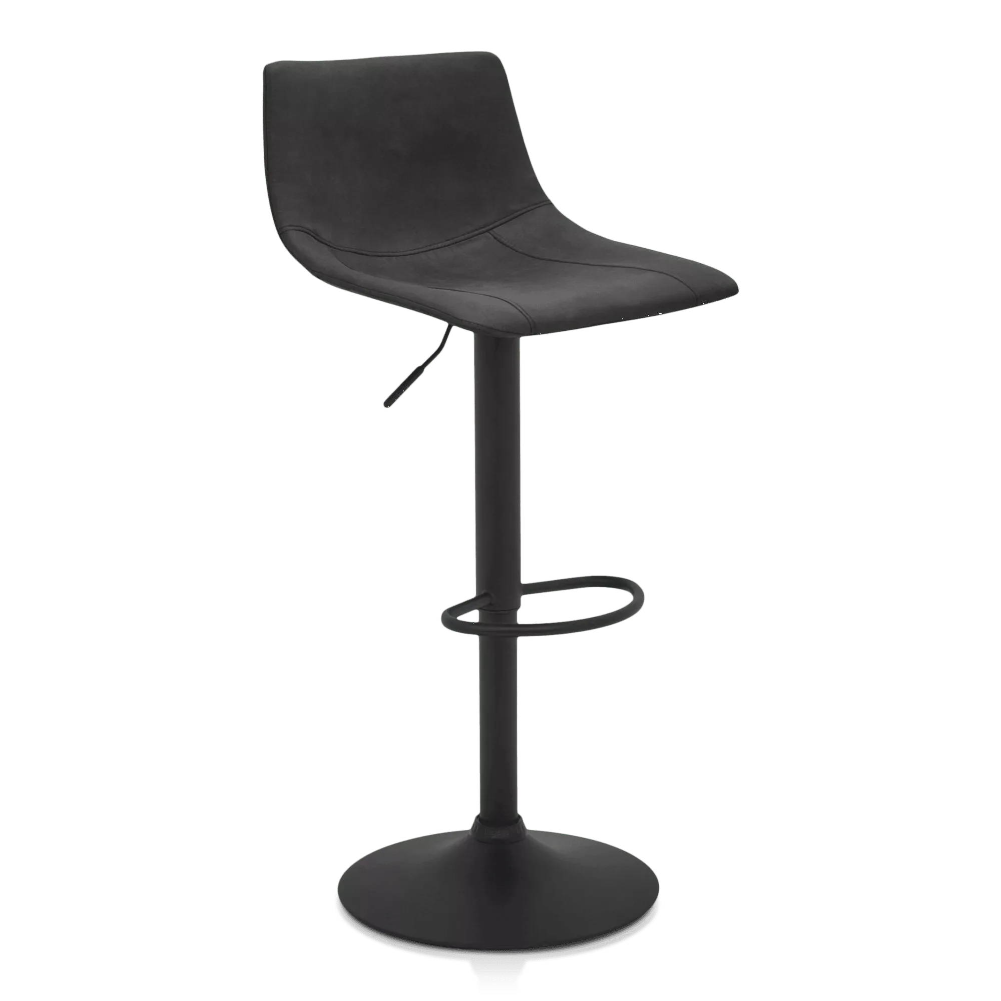 Black Textured Faux Leather & Metal Adjustable Bar Stool