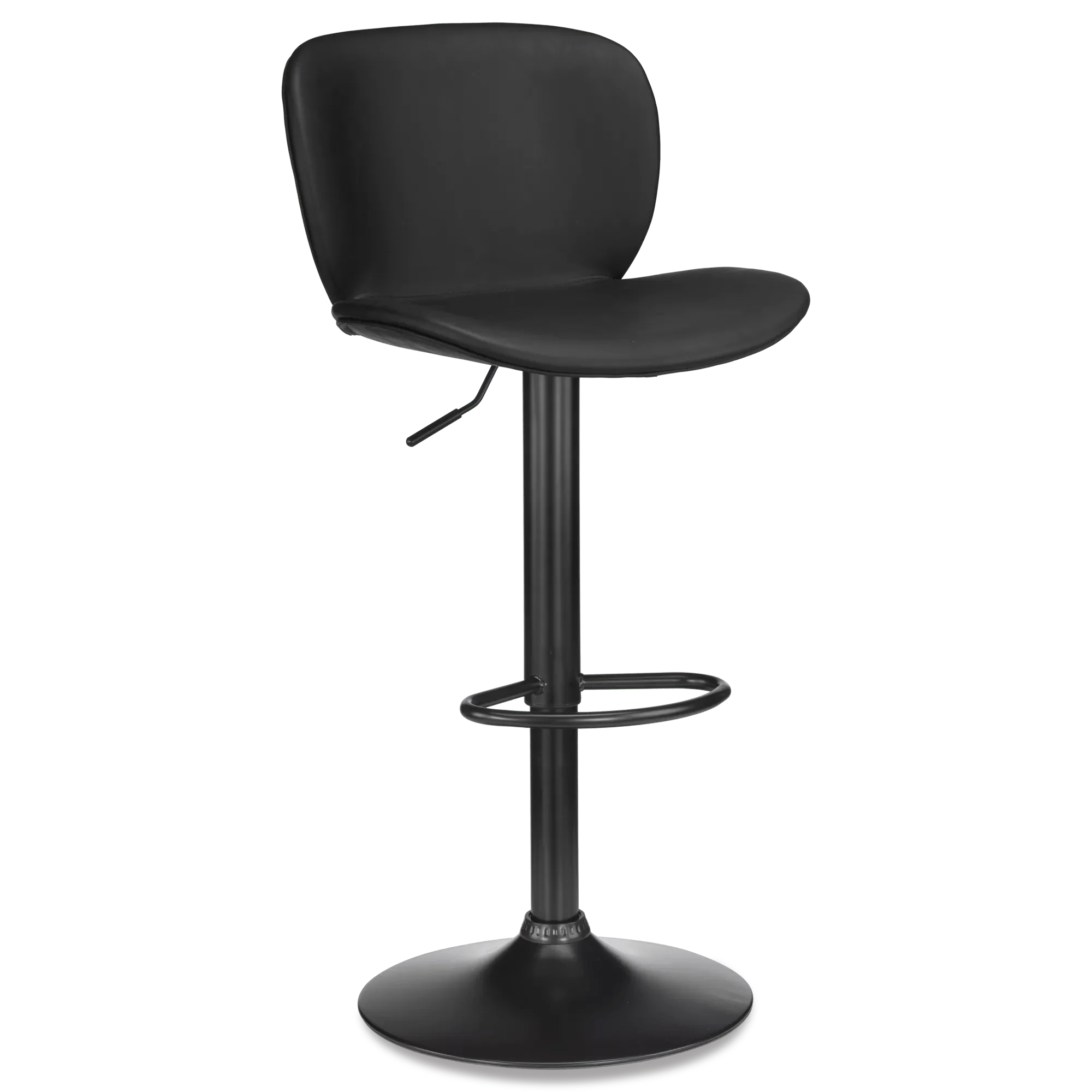 Black Textured Faux Leather & Metal Adjustable Bar Stool