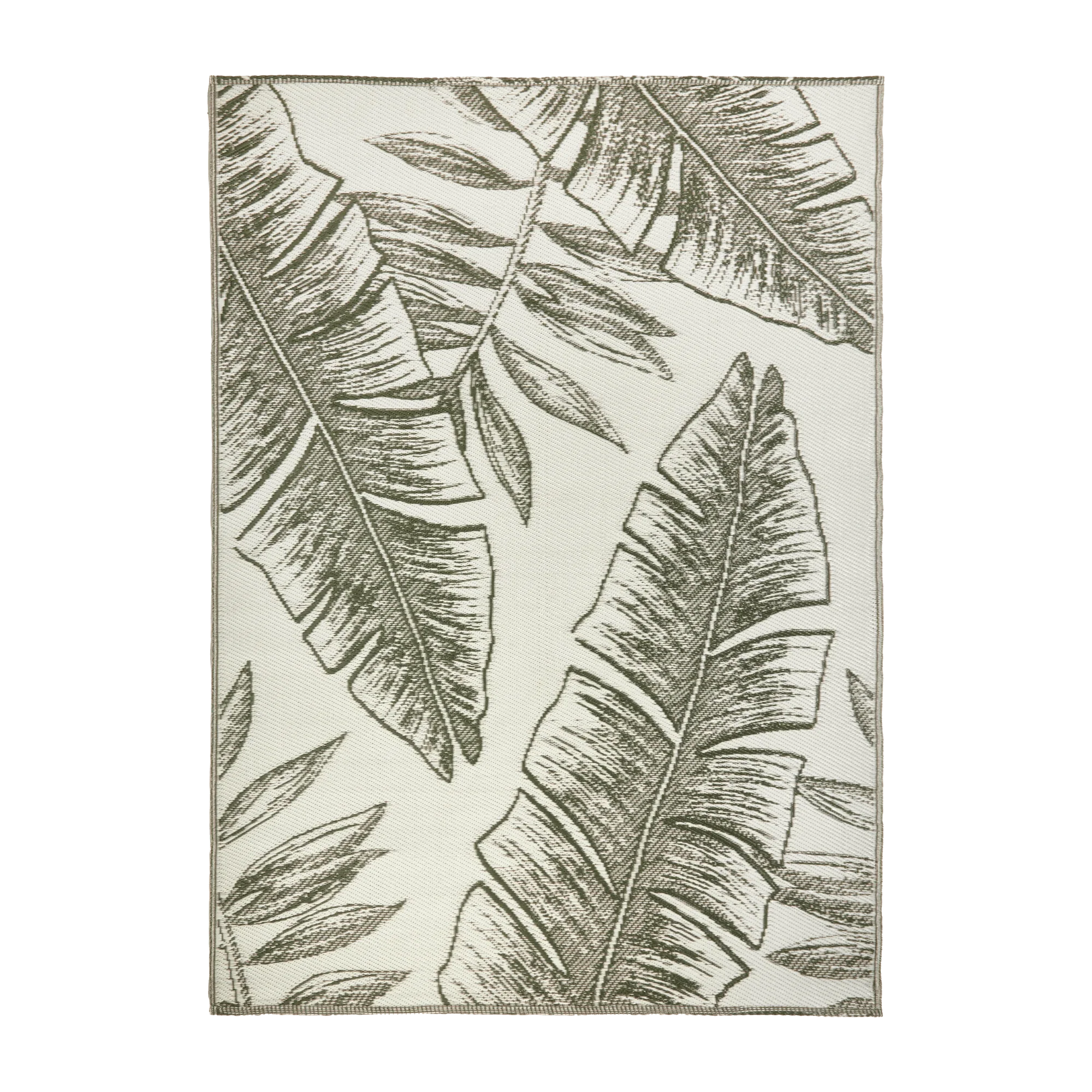 Two-Tone Green Leaf Print Reversible Rug 5x7 - Image 2