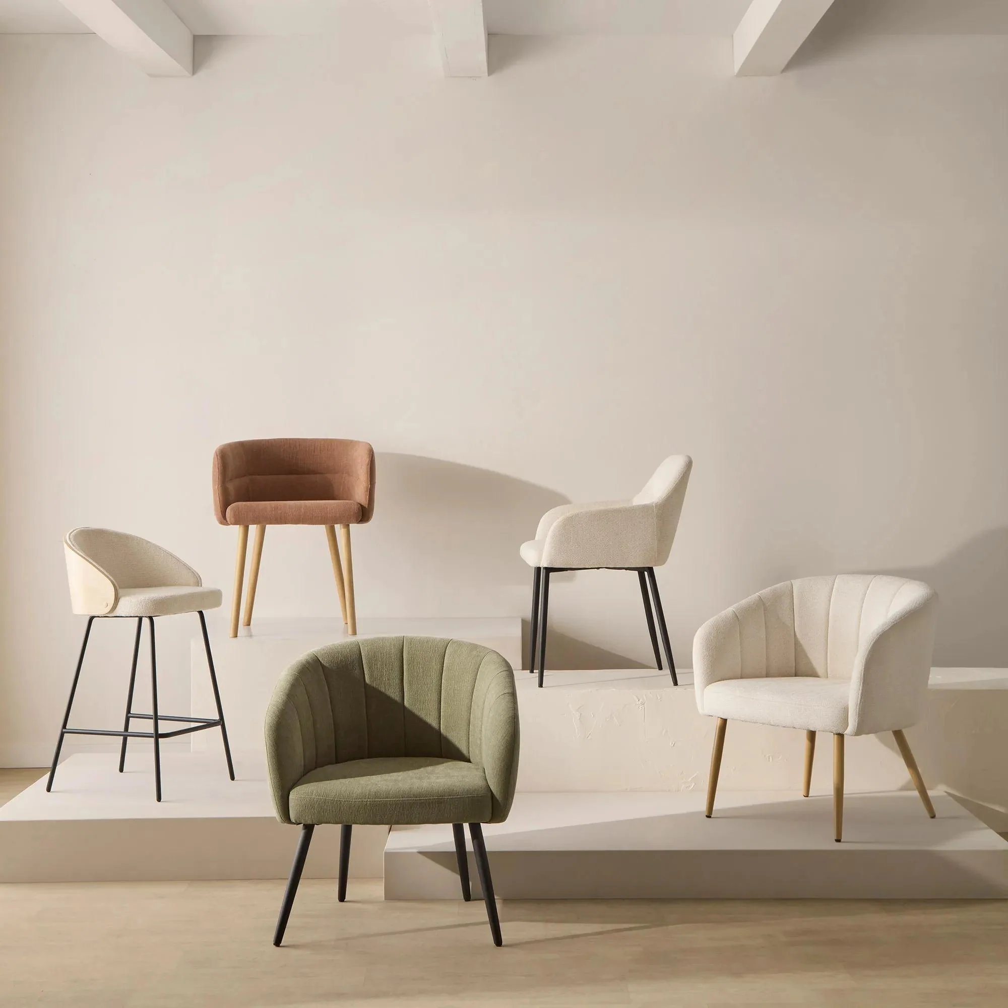 Upholstered Bar Stool with Wood Back - Image 7