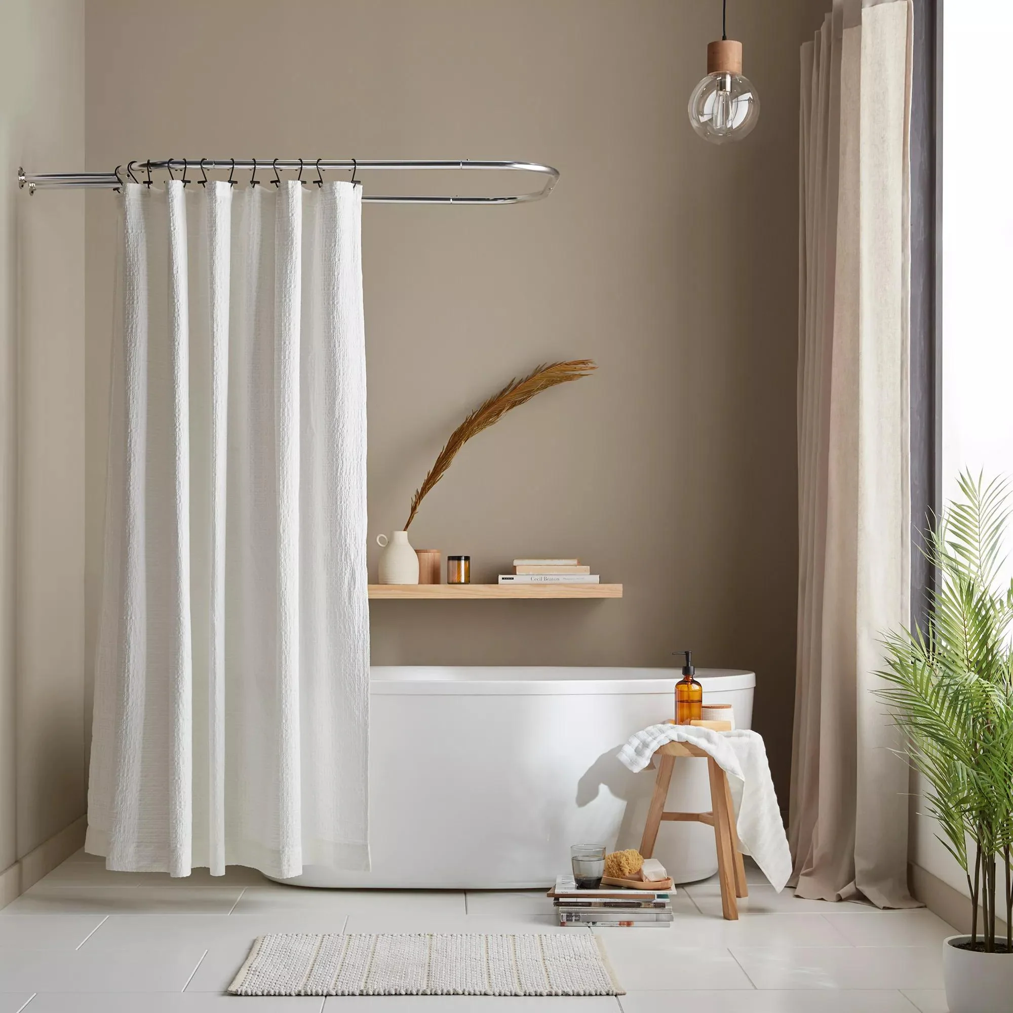 White Waffy Essential Shower Curtain - Image 4