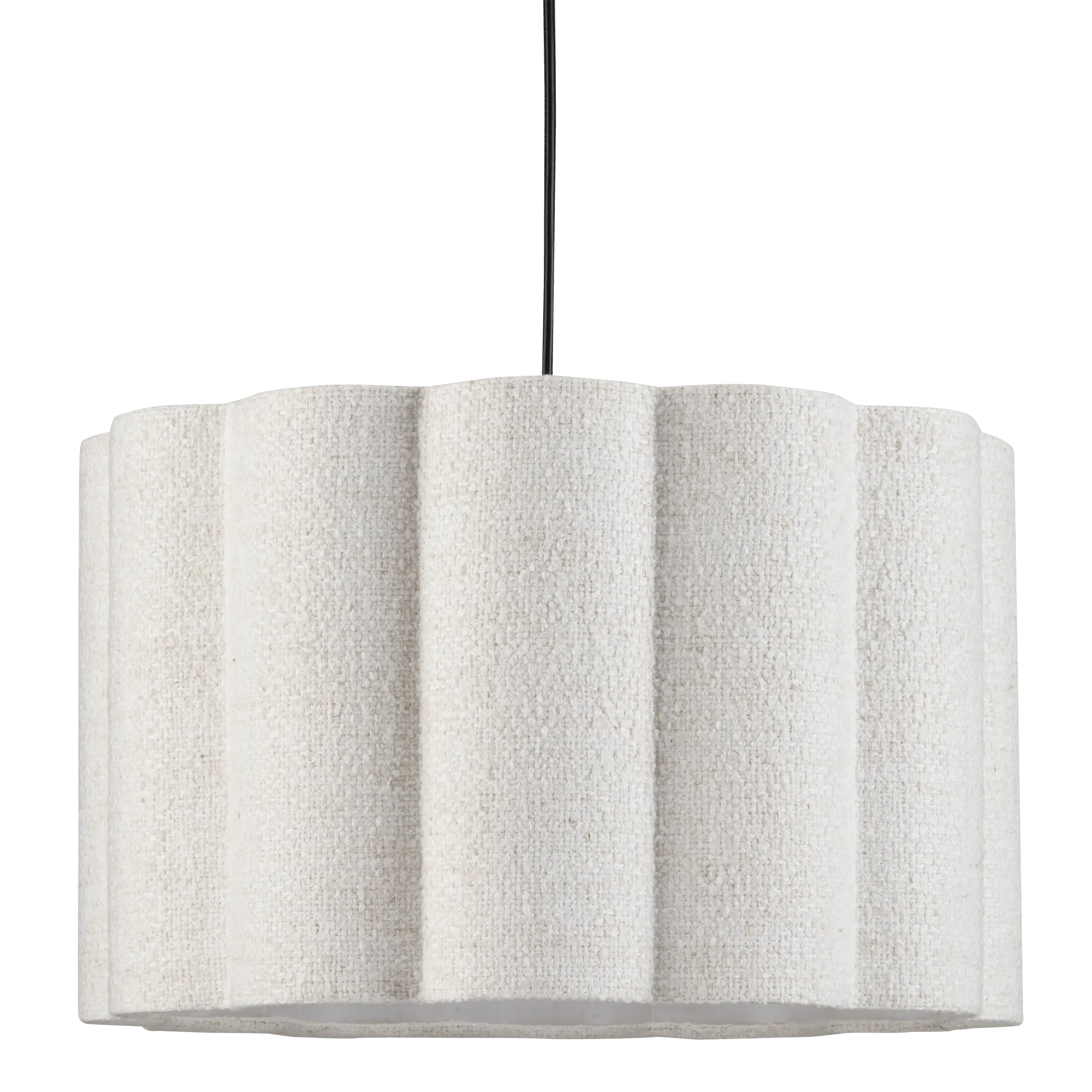 White Boucle Fabric Ceiling Lamp