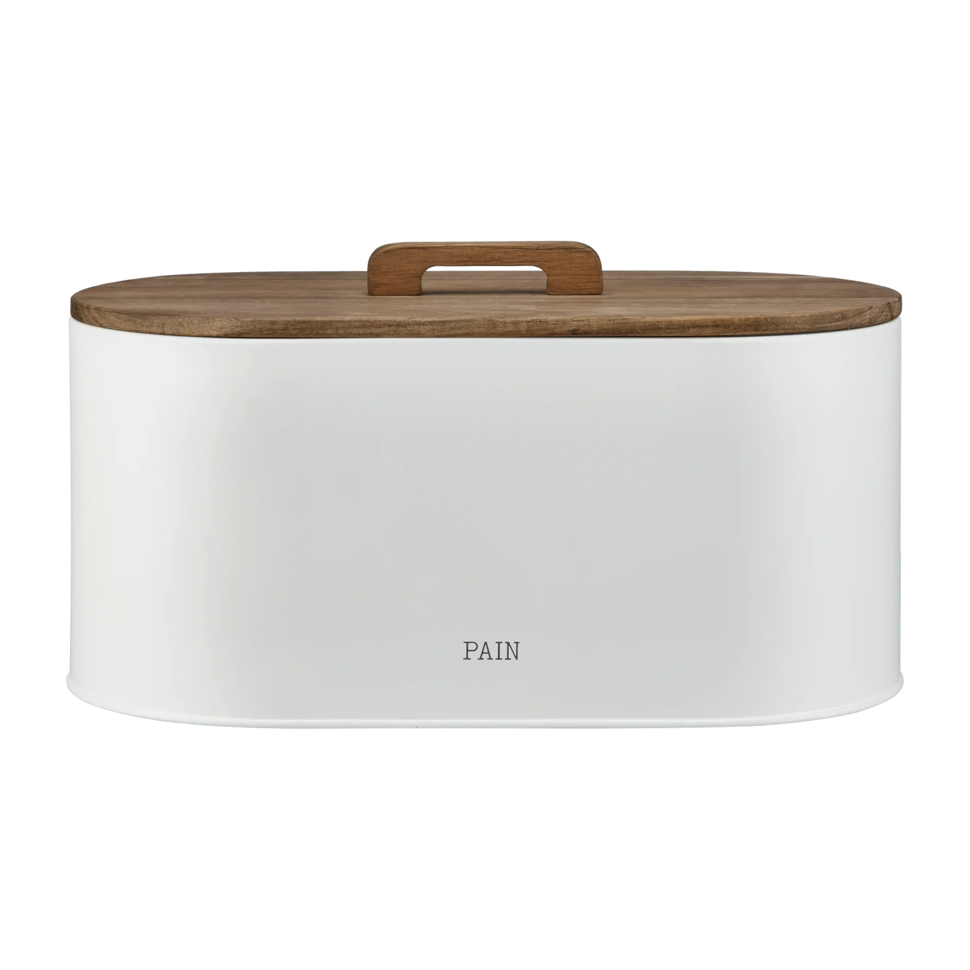 White Bread Box with Wooden Lid