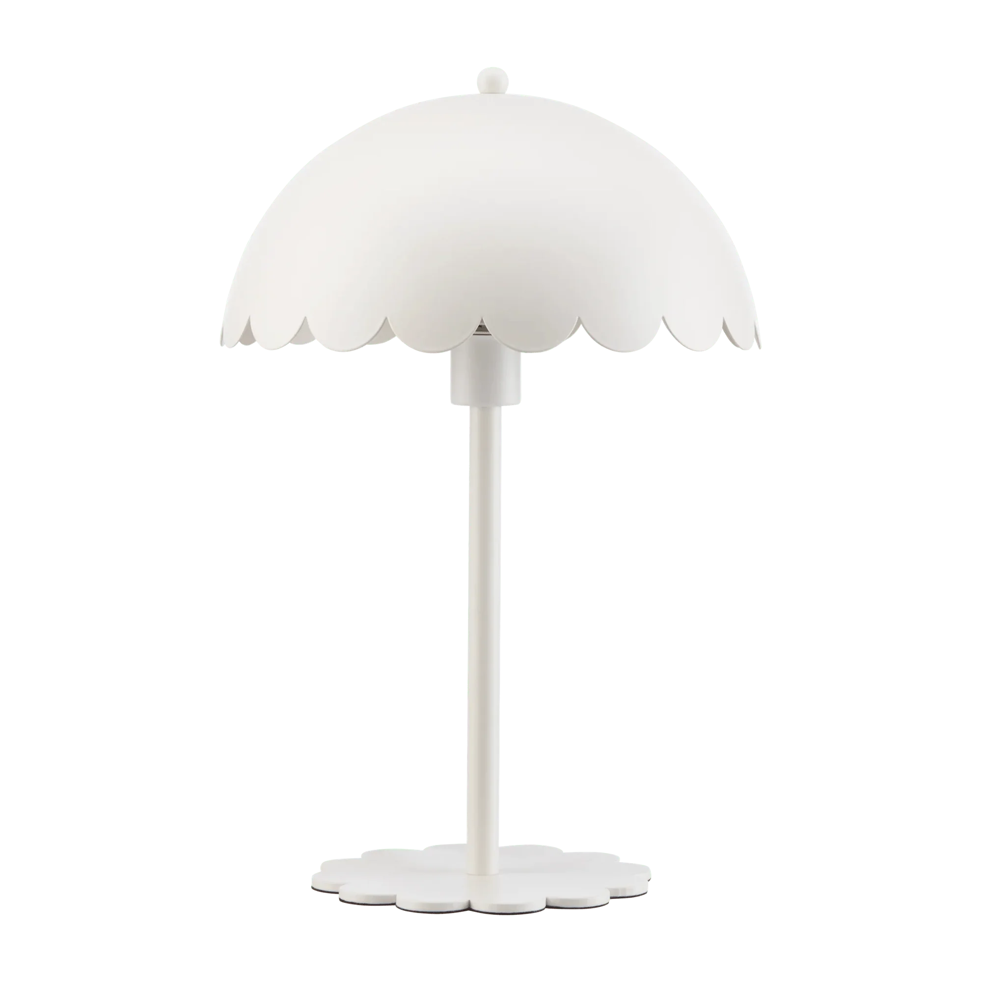 White Metal Scalloped Edge Table Lamp