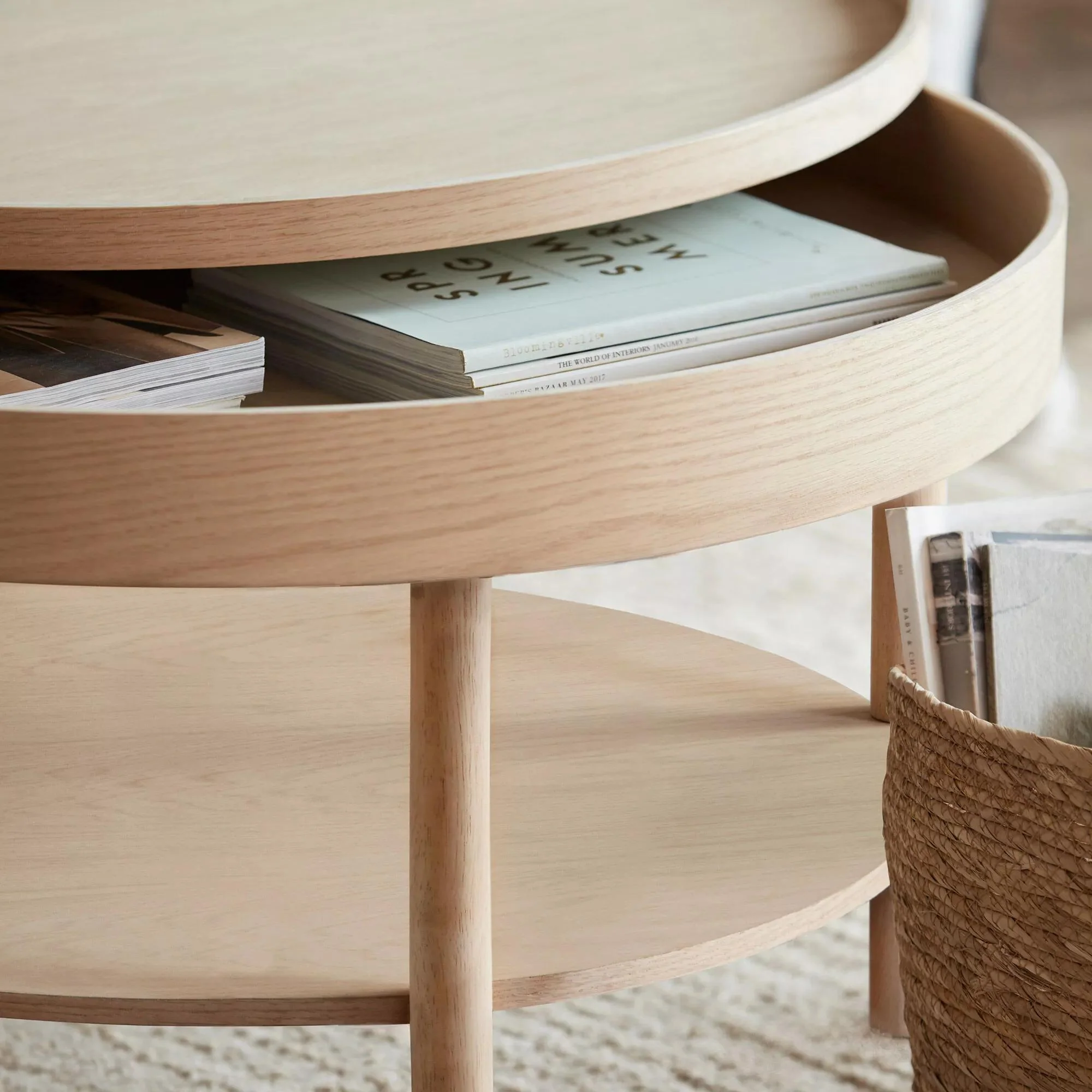 Wooden Round Coffee Table with Lift Top - Image 2