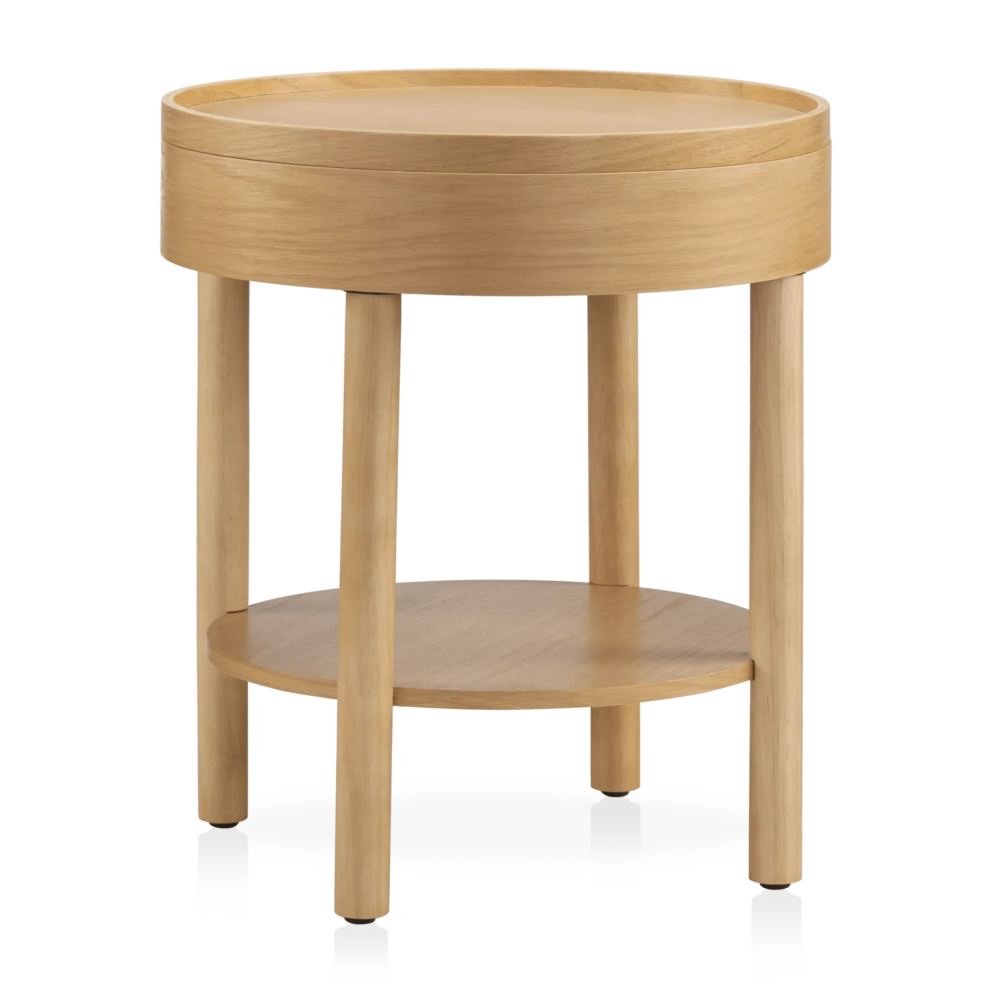 Wooden Round Side Table with Lift Top